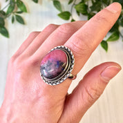 Vintage Silver Ring | Rhodonite Ring | Vintage Jewlery | Sterling Silver | Pink Jewelry | Rhodonite | Statement Jewelry | Cocktail Ring