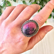 Vintage Silver Ring | Rhodonite Ring | Vintage Jewlery | Sterling Silver | Pink Jewelry | Rhodonite | Statement Jewelry | Cocktail Ring