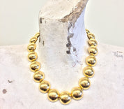 Vintage Gold Necklace, Costume Jewelry, Gold Tone Necklace, Vintage Necklace, Ball Necklace, Statement Jewelry, Yellow Gold, Gift for Mom