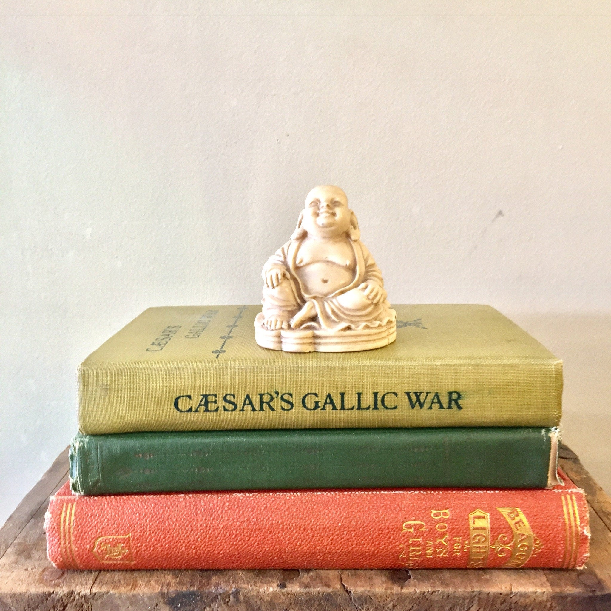Vintage Buddha Statue, Buddha Figurine, Carved Buddha, White, Happy Buddha, Vintage Home Decor, Figurine, Mantle Decor, Collectible