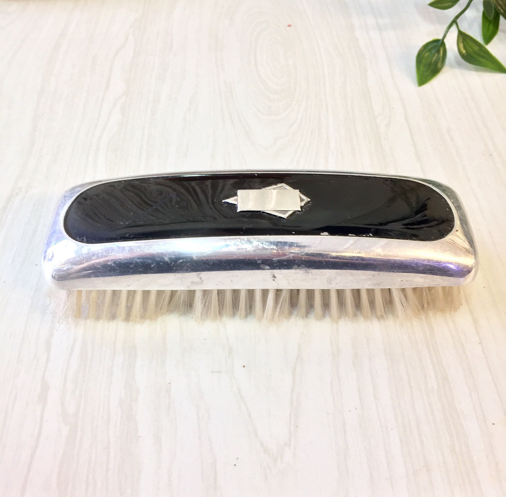 Vintage Clothes Brush, Suit Brush, Clothing Brush, Black and Chrome, Bristle Brush, Wardrobe Brush, Vintage, Grooming, Lint Brush, MCM