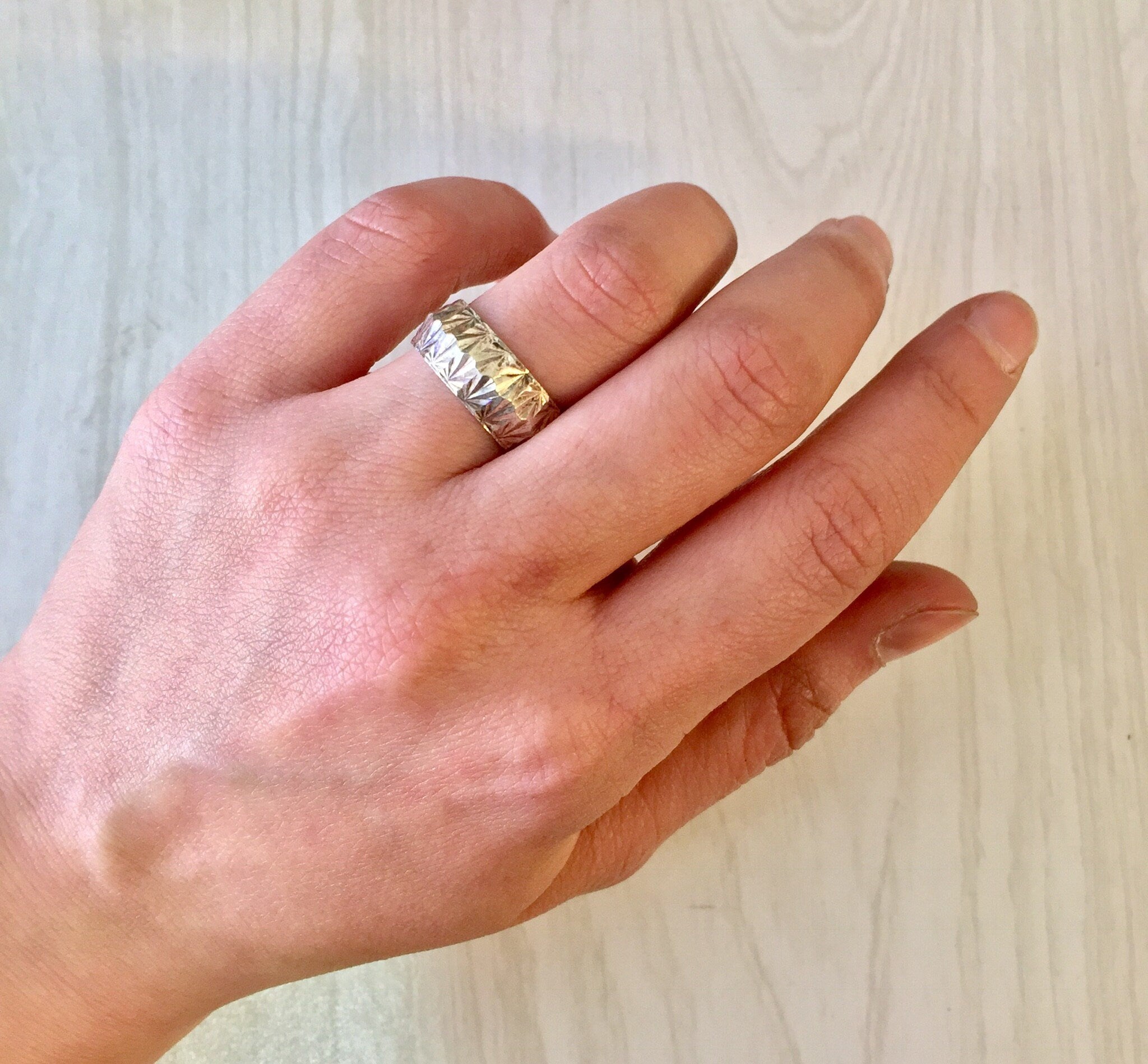 Vintage Silver Ring, Sterling Silver, Vintage Jewelry, 925, Made in Italy, Cut Silver Ring, Band Ring, Wedding Band, Wedding Jewelry, Ring