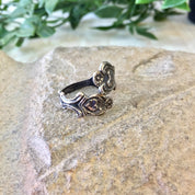 Vintage Silver Ring, Sterling Silver, Vintage Jewelry, Spoon Ring, Heart Ring, Flowers, Avon Ring, Avon Jewelry, Floral Jewelry,Gift for Mom