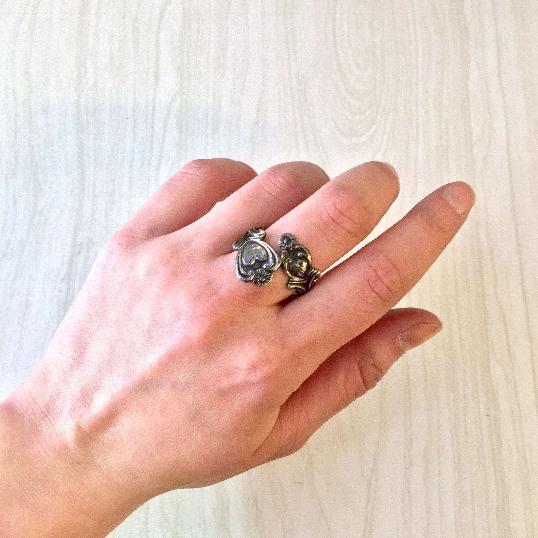 Vintage Silver Ring, Sterling Silver, Vintage Jewelry, Spoon Ring, Heart Ring, Flowers, Avon Ring, Avon Jewelry, Floral Jewelry,Gift for Mom