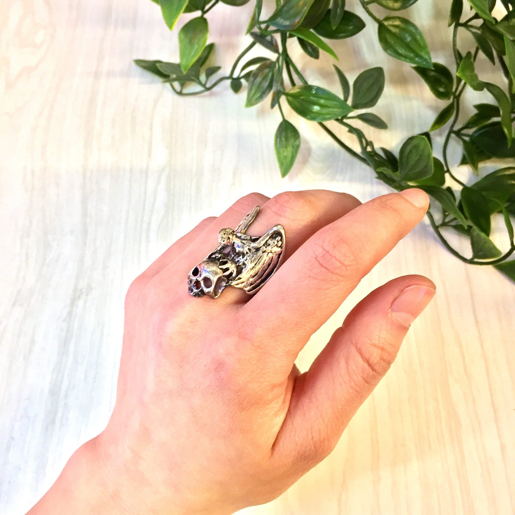 Vintage Silver Ring | Vintage Jewelry | Eagle Ring | Skull Ring | Biker Jewelry | Biker Ring | Sterling Silver | Eagle and Skull | Statement
