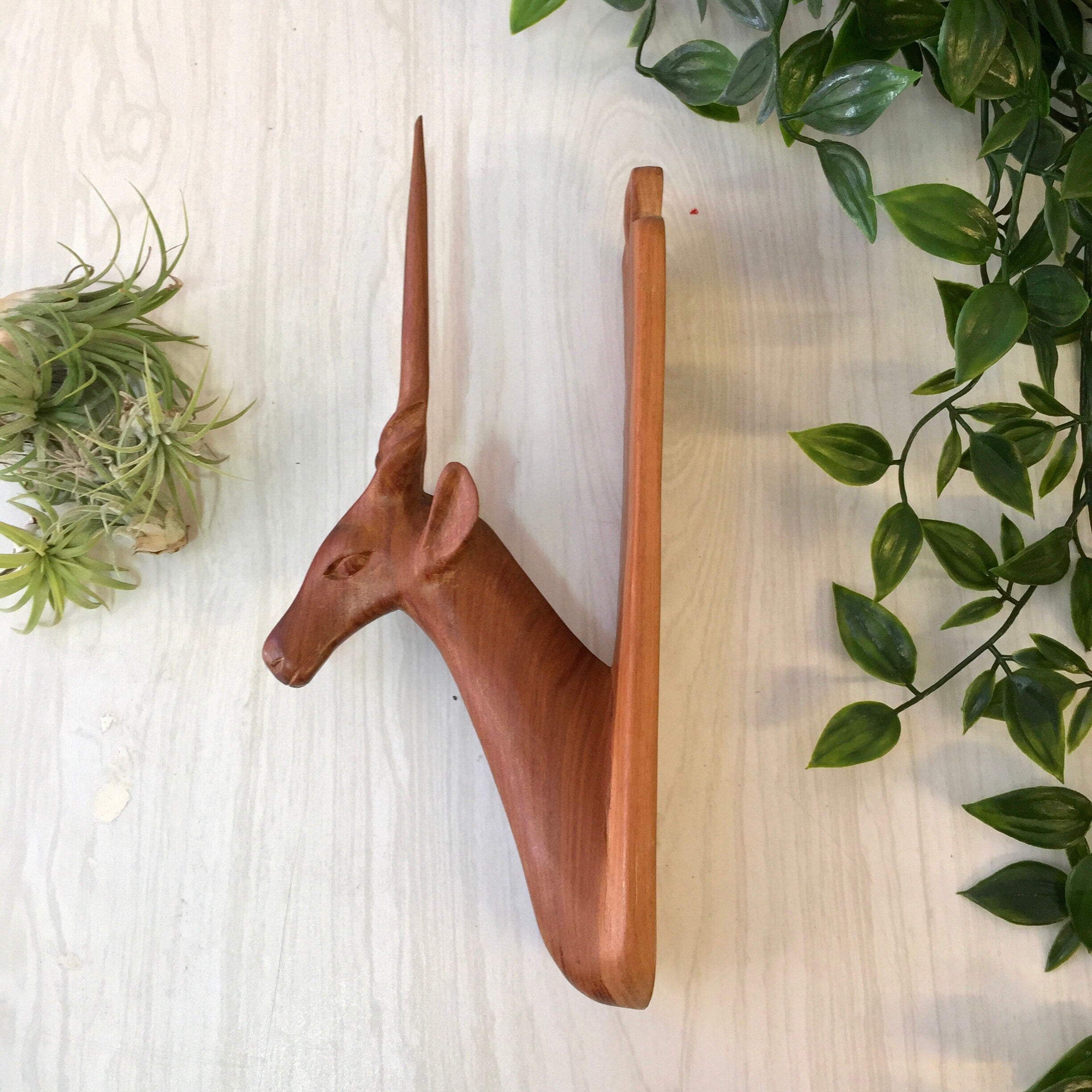 Teak Wood Wall Art, Vintage Teak Wood, Impala Carving, Wood Carving, Wooden Wall Hanging, Vintage Home Decor, Antlers, Horns, Wall Art, Gift