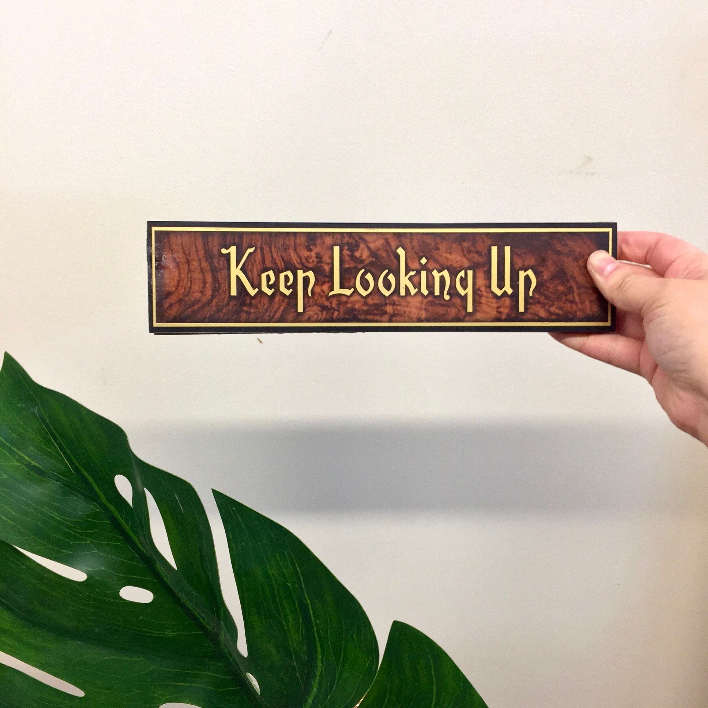 Vintage Wall Art, Plaque, Keep Looking Up, PMA, Wood Grain, Vintage Wall Decor, Vintage Home Decor, Office Decor, Wood Plaque, Simple Decor