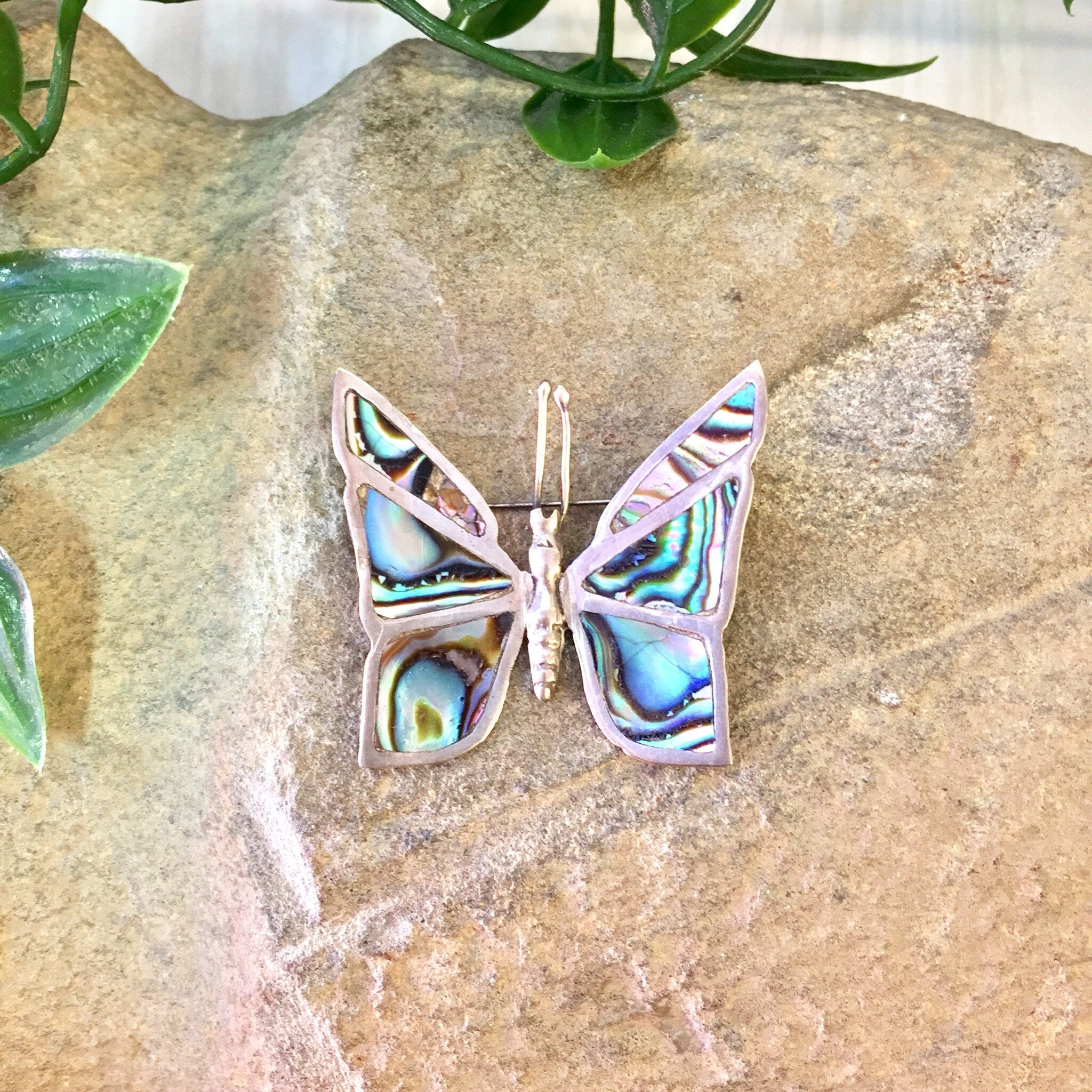 Vintage Silver Brooch, Sterling Silver, Vintage Jewelry, Abalone Brooch, Silver Pin, Butterfly Pin, Abalone Butterfly, Made in Mexico,
