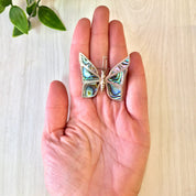 Vintage Silver Brooch, Sterling Silver, Vintage Jewelry, Abalone Brooch, Silver Pin, Butterfly Pin, Abalone Butterfly, Made in Mexico,