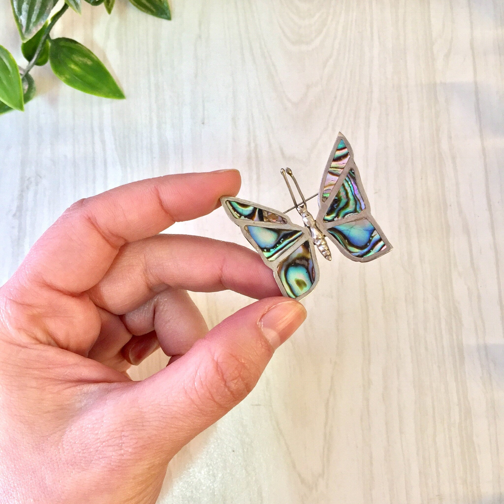 Vintage Silver Brooch, Sterling Silver, Vintage Jewelry, Abalone Brooch, Silver Pin, Butterfly Pin, Abalone Butterfly, Made in Mexico,