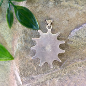 Vintage Silver Pendant, Natural Stone, Sunburst, Sterling Silver, Vintage Jewelry, Made in Mexico, Vintage Necklace, Pendant, Agate, Pink