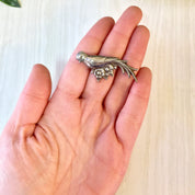 Vintage Silver Brooch, Sterling Silver, Vintage Jewelry, Bird Pin, Flower Pin, Small Brooch, Gift for Mom, Mothers Day Gift, Bird Jewelry
