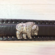 Vintage Brighton Belt, Black Leather Belt, Animal Belt, Silver Tone, Vintage Belt, Vintage Accessories, Lion, Alligator, Lizard, Buffalo