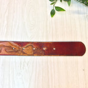 Vintage Leather Belt | Leegin Leather | Leegin Belt | Brown Leather belt | Brass Buckle | Mushroom Belt | Hippie | Bohemian | Tooled Belt |