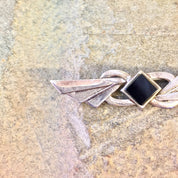 Vintage Silver Brooch, Sterling Silver, Vintage Jewelry, Black Onyx, Vintage Brooch, Pin, Abstract Design, Art Deco Pin, Gift for Mom,