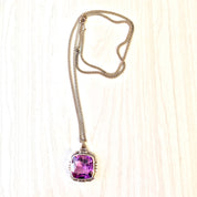 Vintage Silver Necklace, Purple Pendant, Purple Necklace, Pendant Jewelry, Vintage Jewelry, Purple Gemstone, Amethyst Jewelry, Silver Chain