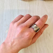 Vintage Silver Ring, Sterling Silver, Vintage Jewelry, Band Ring, Statement Jewelry, Wide Band Ring, X Design, Gift for Mom, Mothers Day