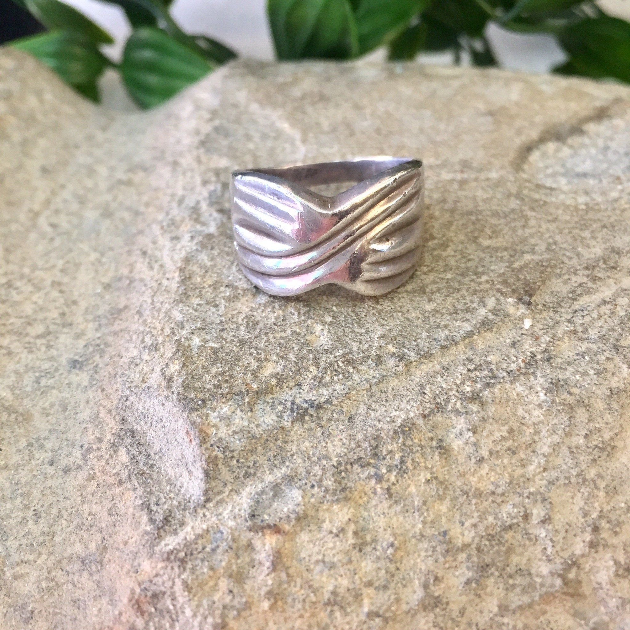 Vintage Silver Ring, Sterling Silver, Vintage Jewelry, Band Ring, Statement Jewelry, Wide Band Ring, X Design, Gift for Mom, Mothers Day