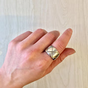 Vintage Silver Ring, Sterling Silver, Vintage Jewelry, Thick Band Ring, Statement Jewelry, X Design, Simple Jewelry, Diamond Pattern, Gift