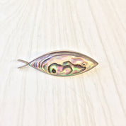 Vintage Silver Brooch, Sterling Silver, Fish Brooch, Vintage Jewelry, Abalone Jewelry, Shell Brooch, Fish Pin, Iridescent Brooch, Purple,