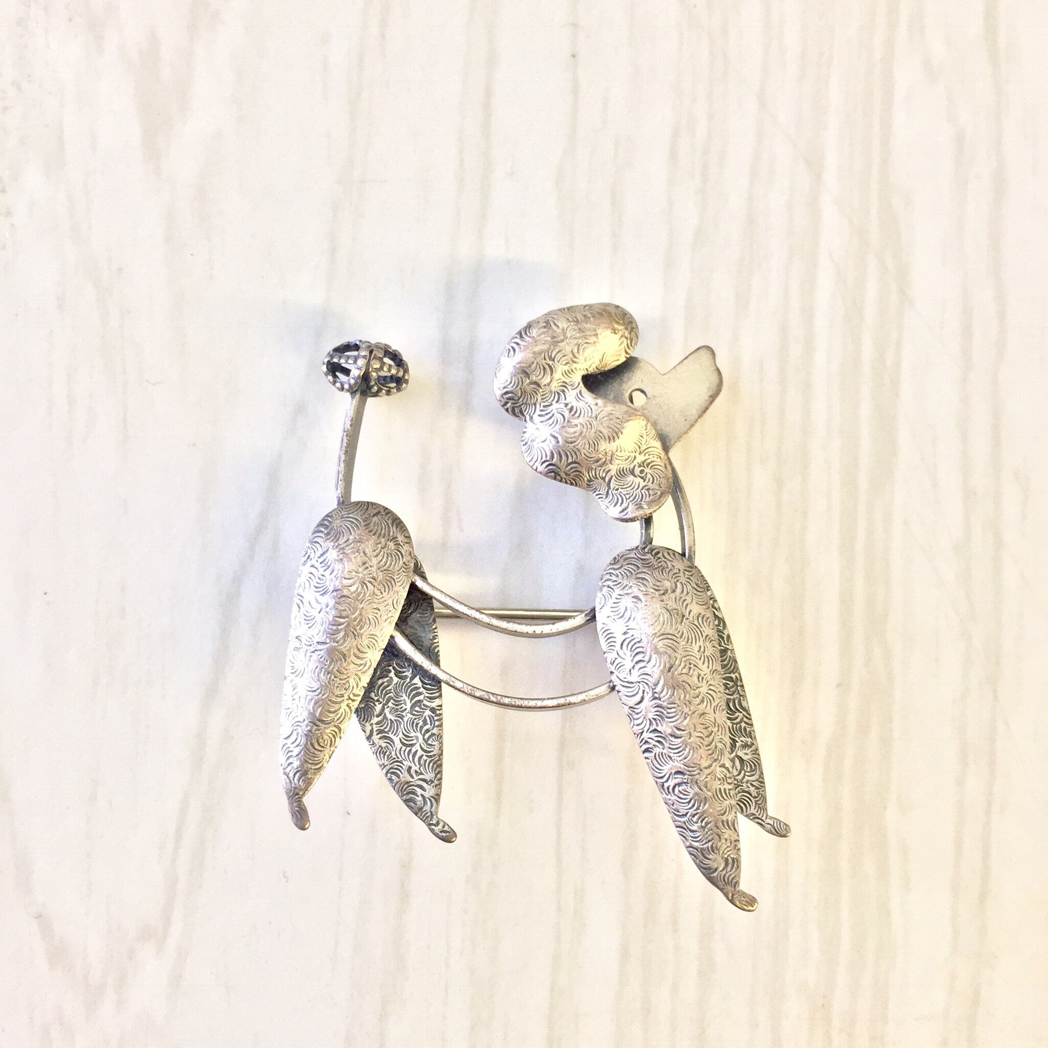 Vintage Silver Brooch, Poodle Brooch, Beau Poodle Brooch, Beau Sterling, Vintage Jewelry, Sterling Silver, Dog Jewelry, Pet Jewelry, Animal