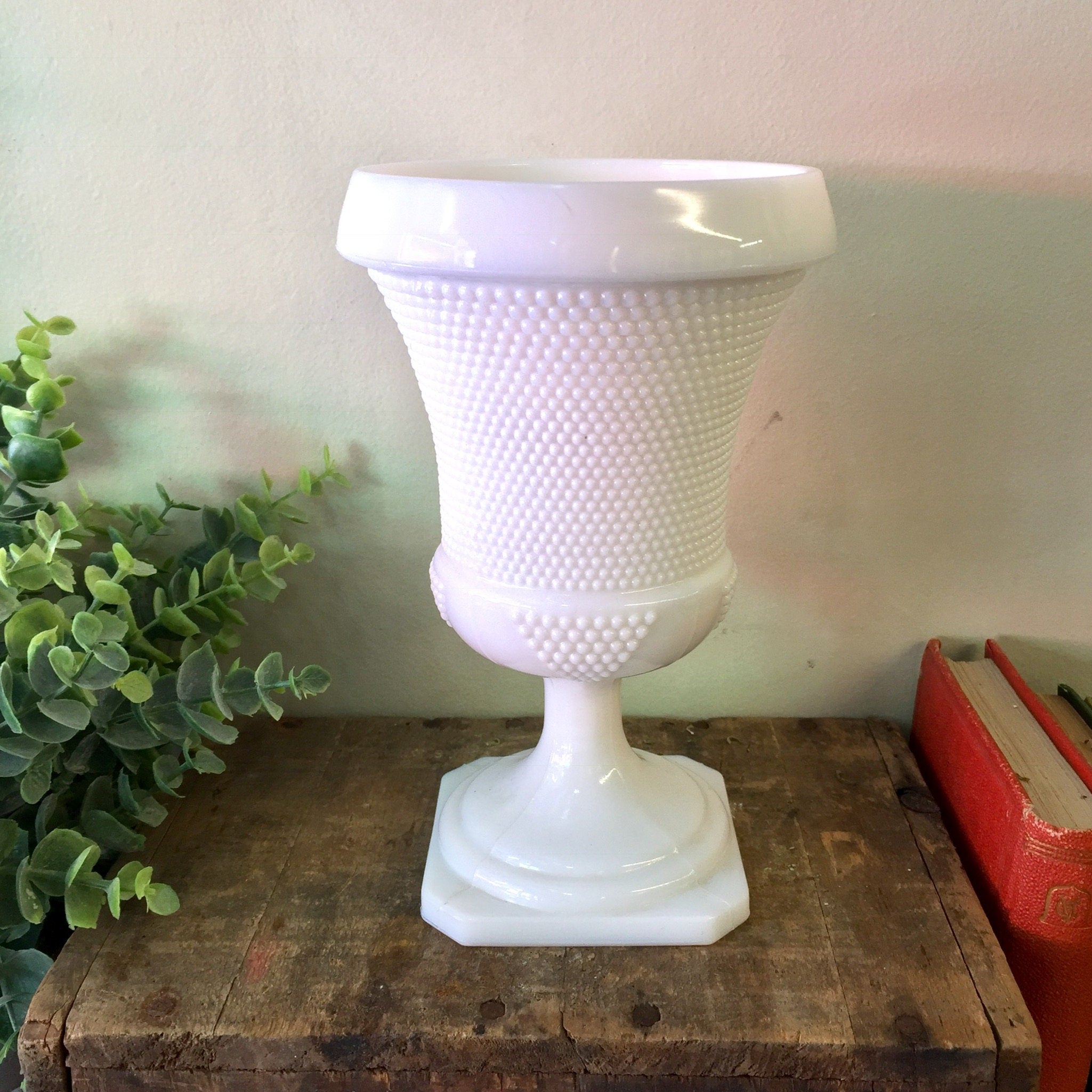 Vintage Milk Glass, Milk Glass Vase, Hobnail Milk Glass, Large Goblet, Vintage Vase, Vintage Home Decor, Centerpiece, Floral Arrangement