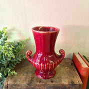 Vintage Vase, Red Ceramic Vase, Glazed Pottery, Red Vase, Small Vase, Centerpiece, Floral Arrangement, Pottery, Flowers, Red, Gift for Mom