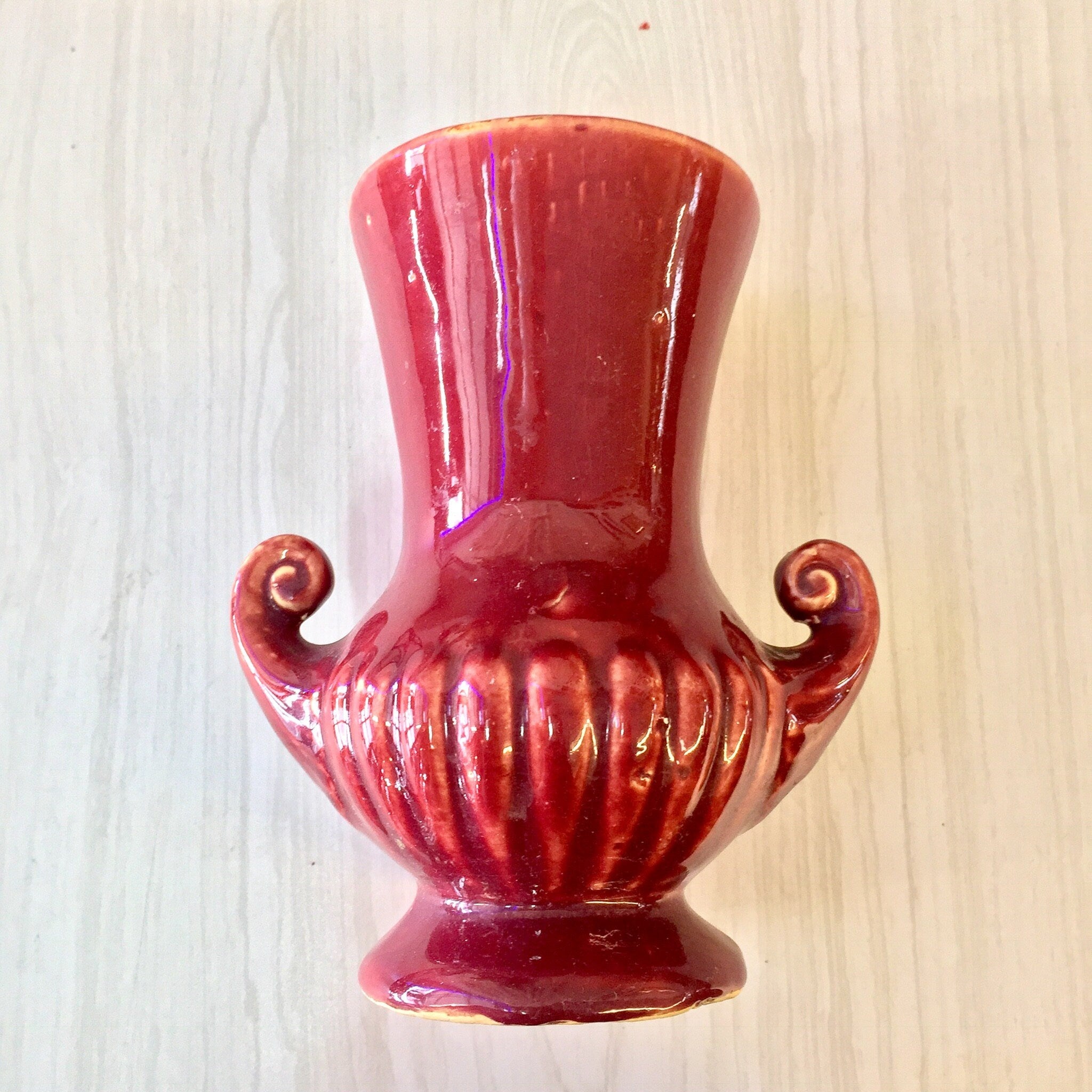 Vintage Vase, Red Ceramic Vase, Glazed Pottery, Red Vase, Small Vase, Centerpiece, Floral Arrangement, Pottery, Flowers, Red, Gift for Mom