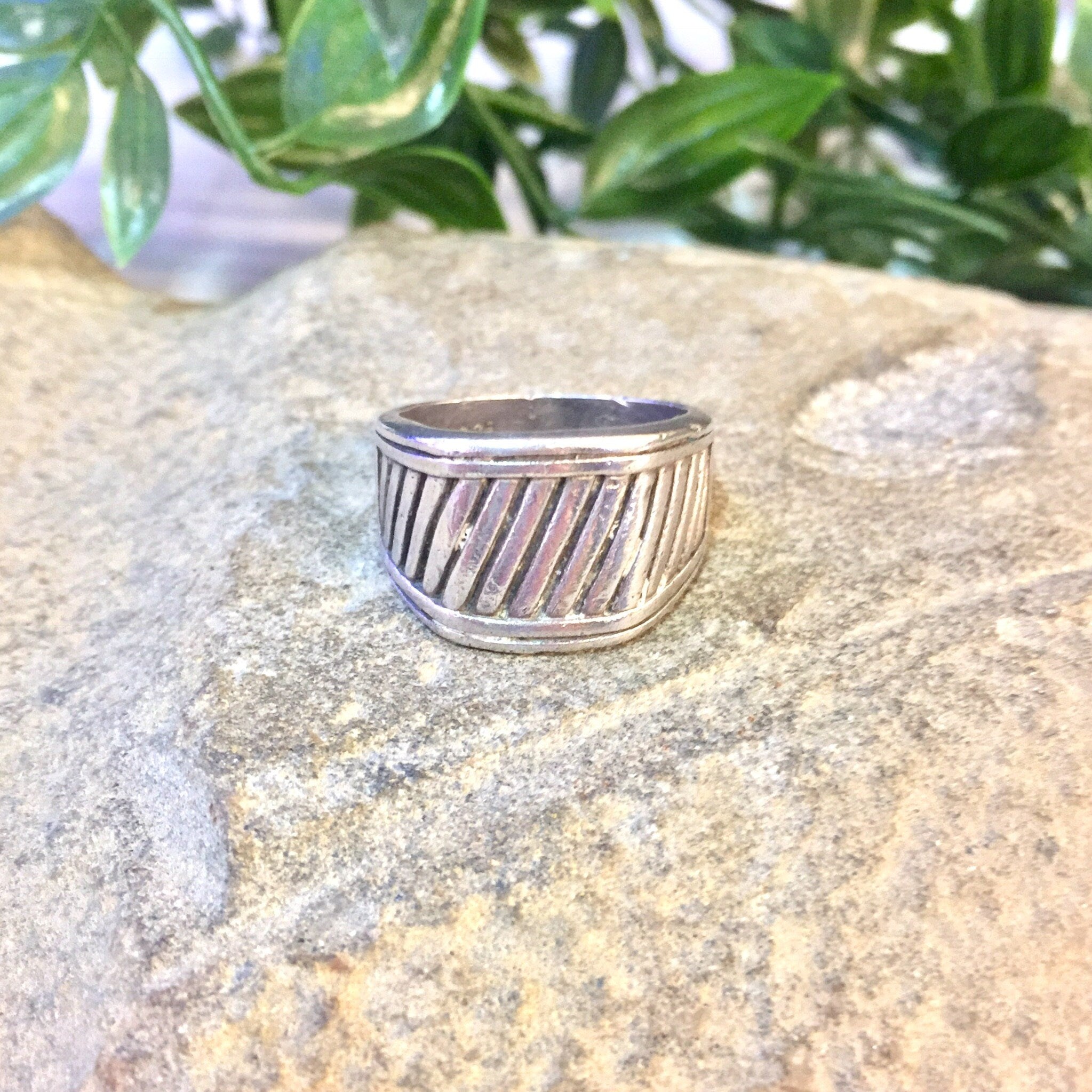 Vintage Silver Ring, Sterling Silver, Vintage Jewelry, Statement Ring, Men's Ring, Gift for Dad, Father's Day Gift, Thick Band Ring, 925