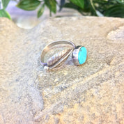 Vintage Silver Ring, Sterling Silver, Feather Ring, Turquoise Jewelry, Vintage Jewelry, Southwestern Ring, Blue Ring, Feather Jewelry, 925
