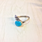 Vintage Silver Ring, Sterling Silver, Feather Ring, Turquoise Jewelry, Vintage Jewelry, Southwestern Ring, Blue Ring, Feather Jewelry, 925