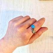 Vintage Silver Ring, Sterling Silver, Feather Ring, Turquoise Jewelry, Vintage Jewelry, Southwestern Ring, Blue Ring, Feather Jewelry, 925