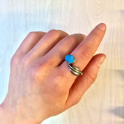Vintage Silver Ring, Sterling Silver, Feather Ring, Turquoise Jewelry, Vintage Jewelry, Southwestern Ring, Blue Ring, Feather Jewelry, 925
