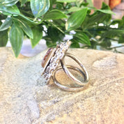 Vintage Silver Ring, Silver Tone Ring, Costume Jewelry, Cocktail Ring, Statement Ring, Big Ring, Double Band Ring, Pink, Silver, Gold, Rose