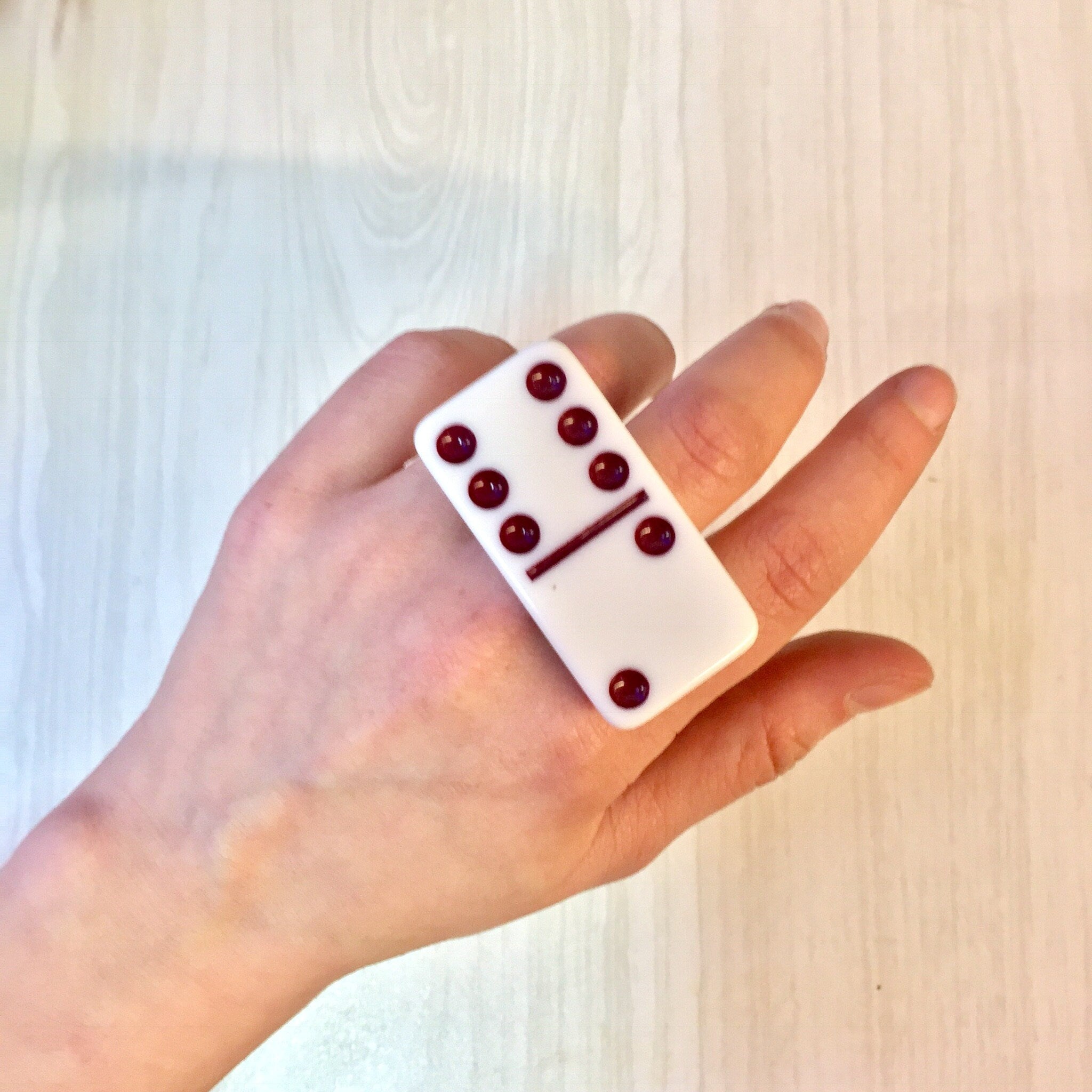 Vintage Ring, Domino Ring, Dominos, Game Ring, Domino Tile, Costume Jewelry, Statement Ring, Plastic Ring, Adjustable Ring, Game Tile, Ring