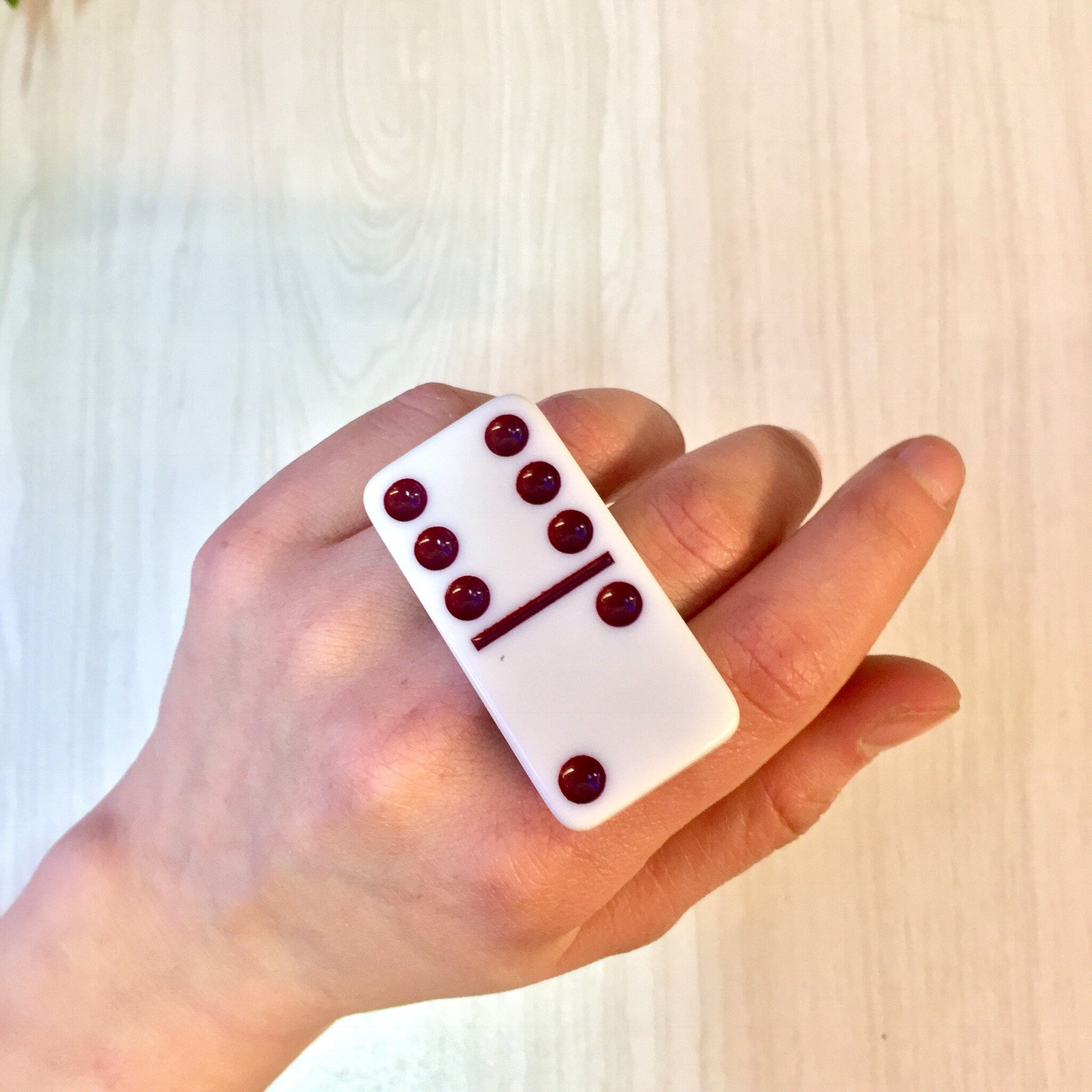 Vintage Ring, Domino Ring, Dominos, Game Ring, Domino Tile, Costume Jewelry, Statement Ring, Plastic Ring, Adjustable Ring, Game Tile, Ring