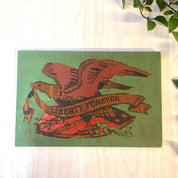Vintage Wall Hanging, Liberty Forever, Eagle Painting, Liberty Painting, Green, Red, Painting on Wood, Brown, Wood Painting, Handmade