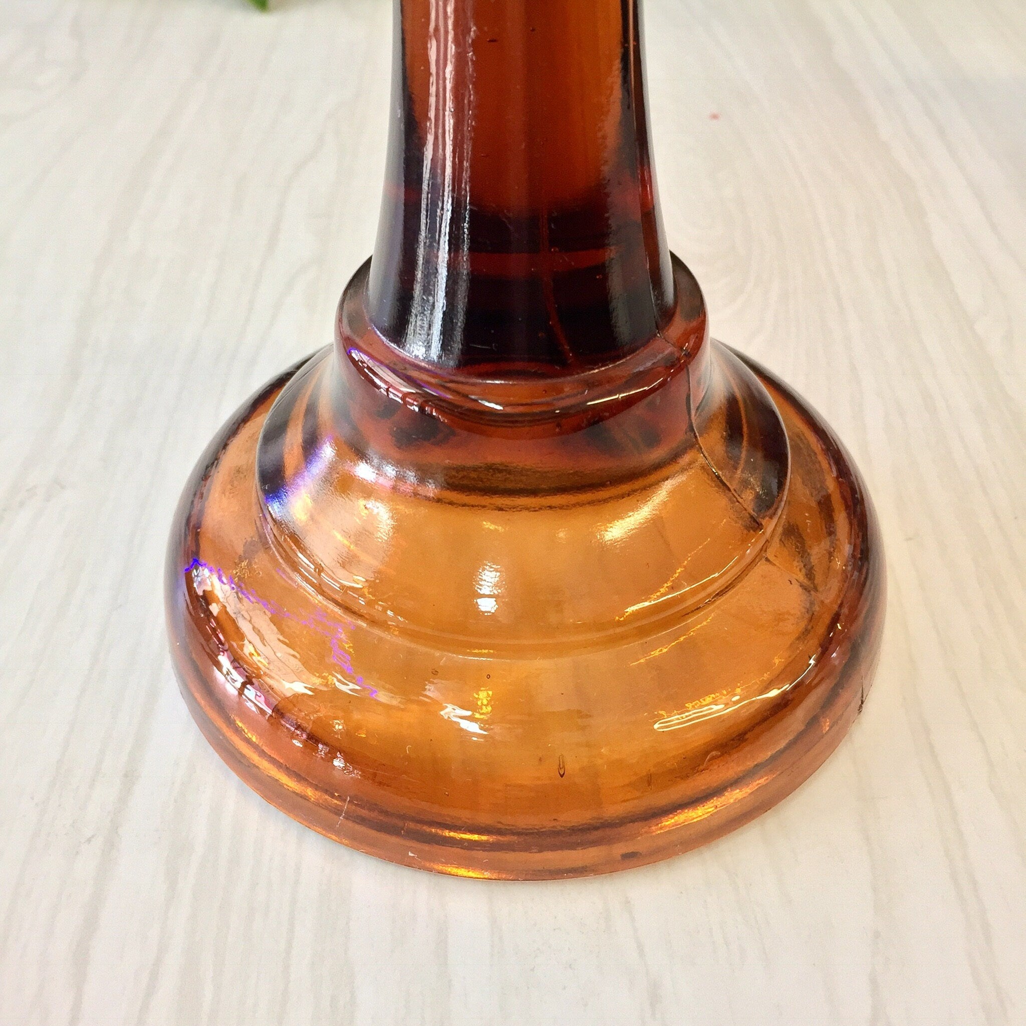 Vintage Glass Candlesticks, Amber Glass, Brown Glass, Candlesticks, Candlestick Holders, Amber Candlesticks, Vintage Glass, Vintage Lighting