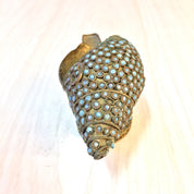Brass Shell Ashtray | Vintage Ashtray | Brass | Vintage Home Decor | Turquoise Beads | Pedestal | Small Ashtray | Catch All Dish | Bohemian