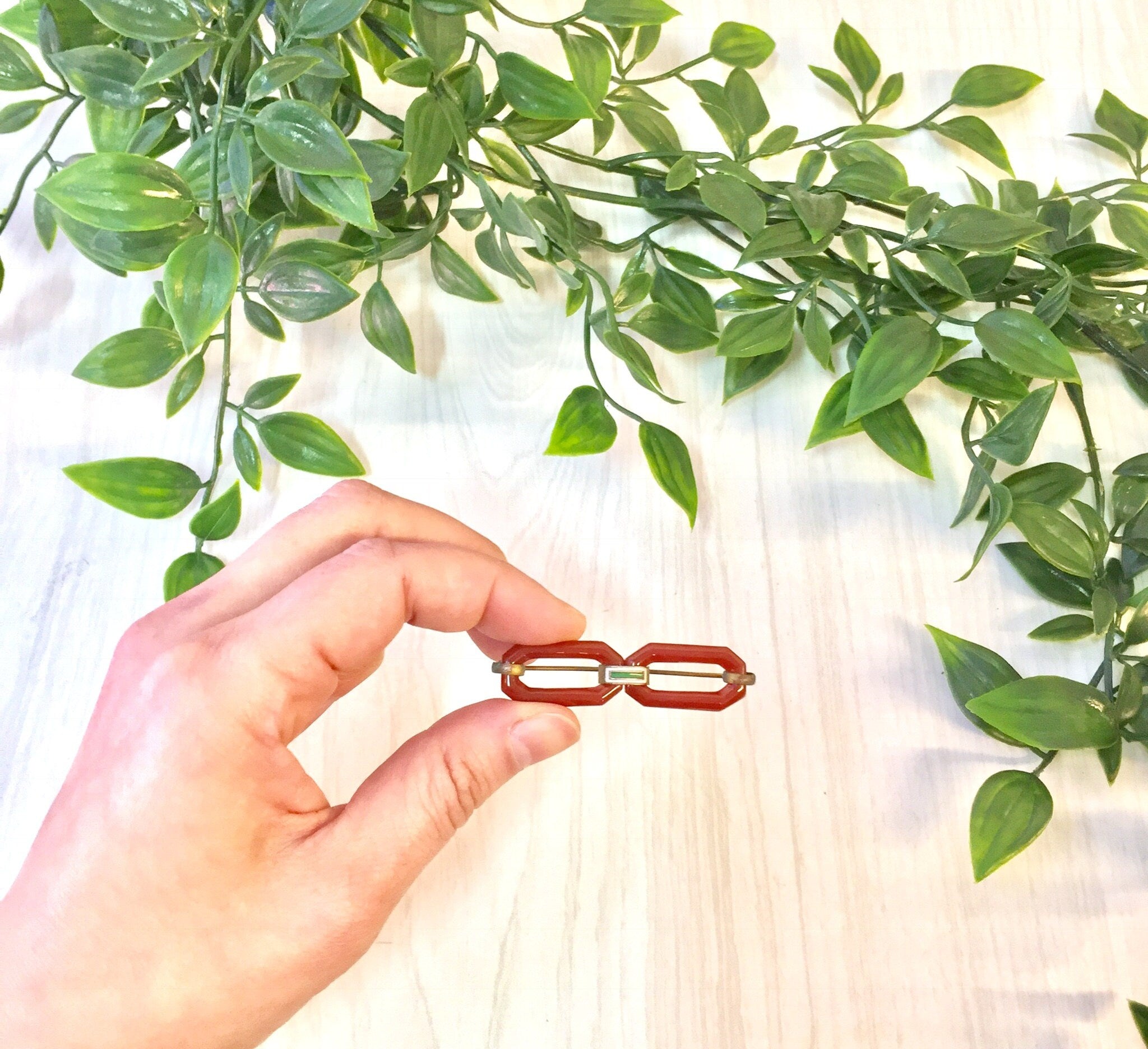 Vintage Red Brooch | Vintage Jewelry | Carnelian Brooch | Vintage Pin | Brooch | Jewelry | Red | White | Green | Carnelian Jewelry | Gift