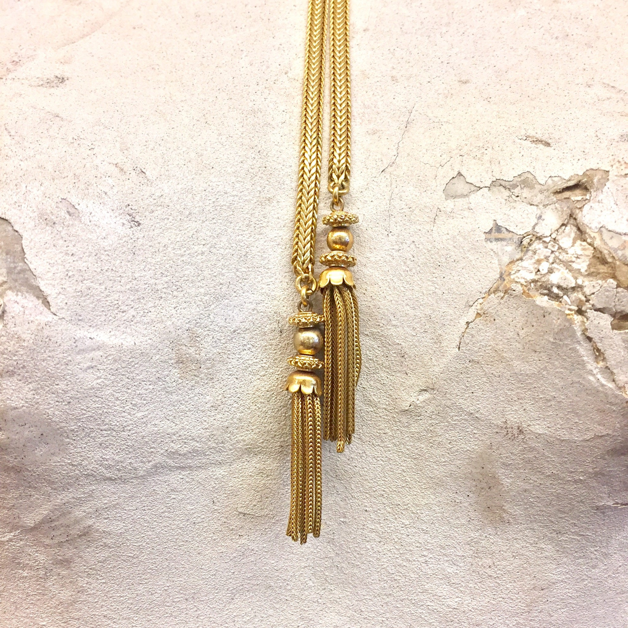 Vintage Necklace | Gold Tone | Vintage Jewelry | Bolo Tie Necklace | Tassel Necklace | Bolo Tie | Statement Jewelry | Valentines day | Gift