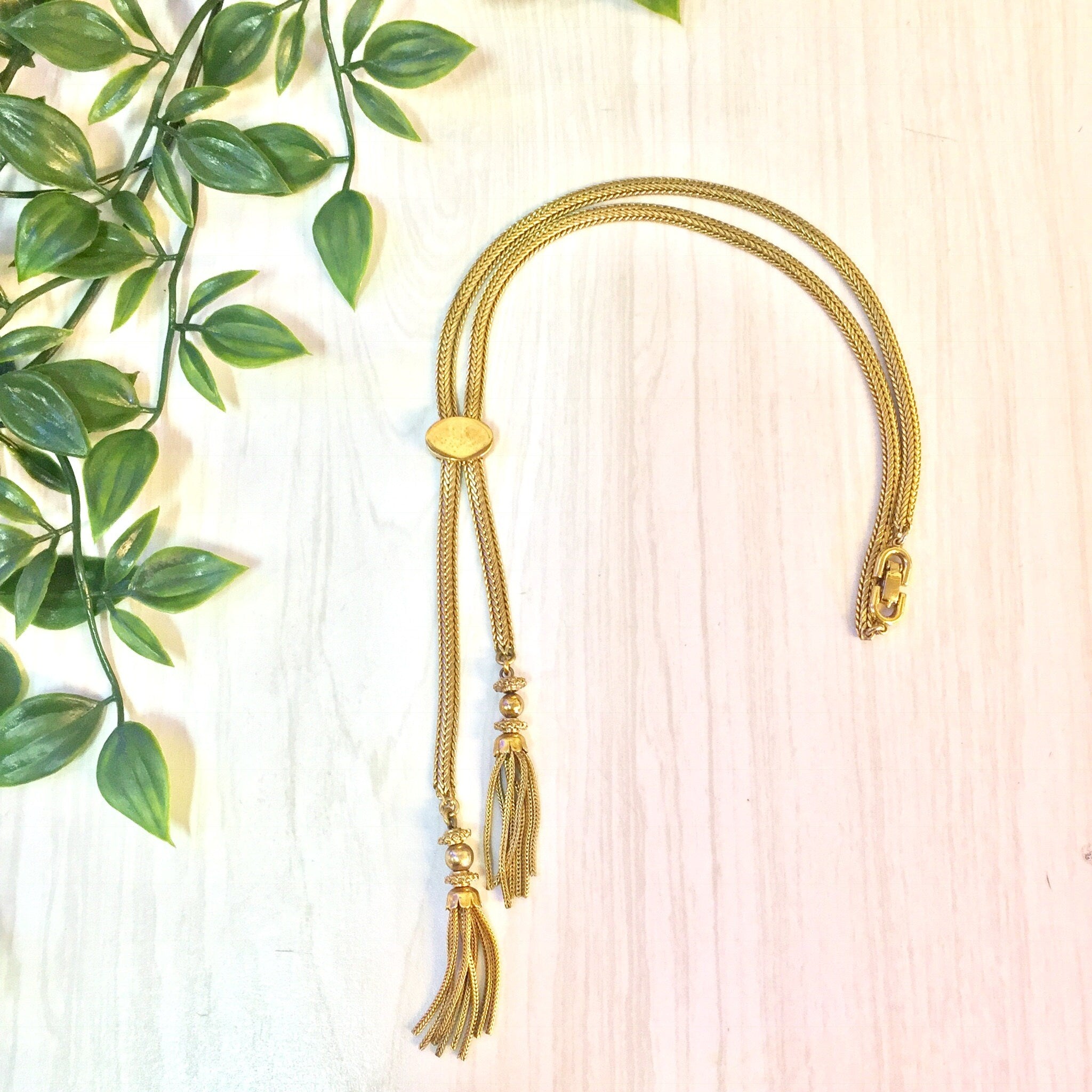 Vintage Necklace | Gold Tone | Vintage Jewelry | Bolo Tie Necklace | Tassel Necklace | Bolo Tie | Statement Jewelry | Valentines day | Gift
