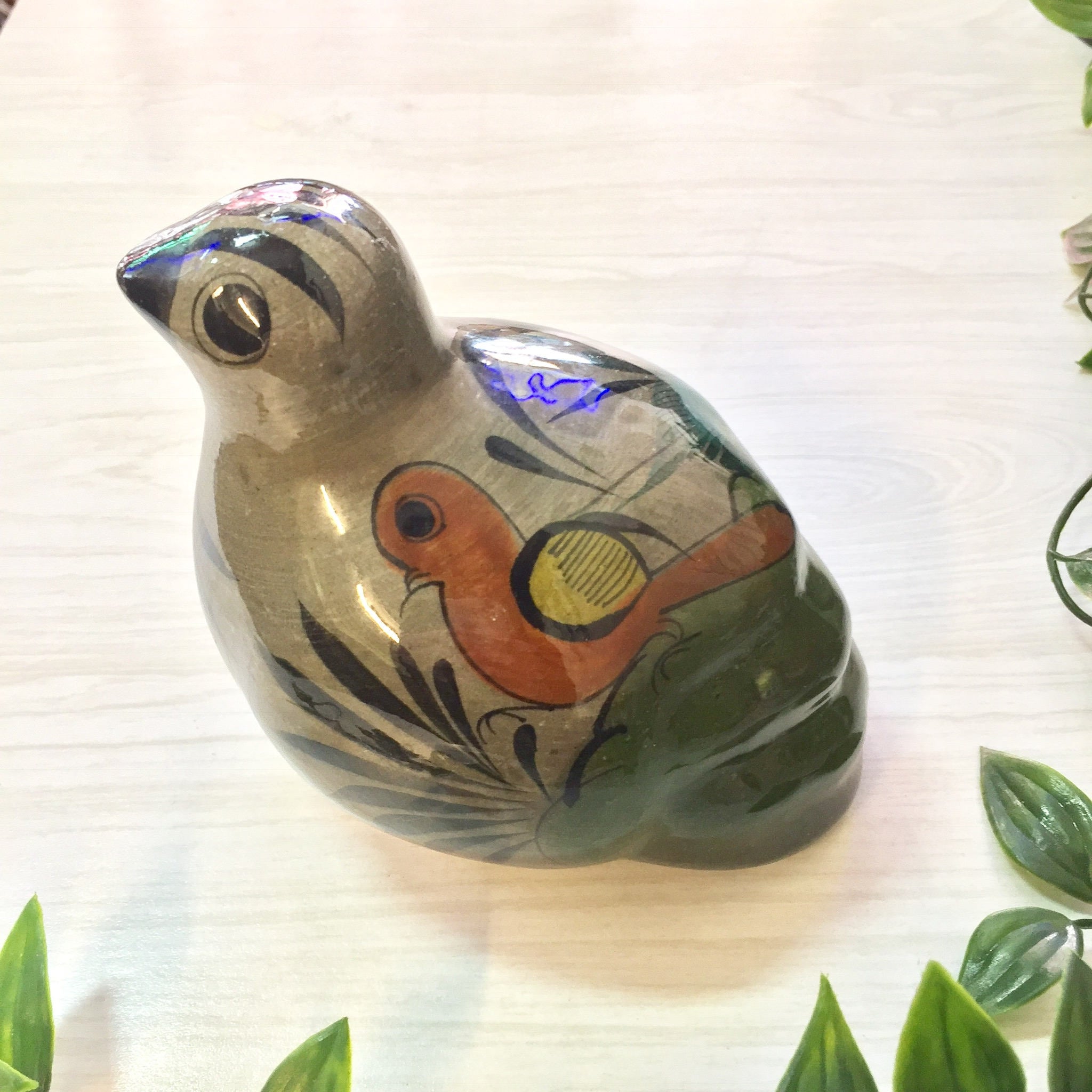 Vintage Tonala Bird | Tonala Style Pottery | Midcentury Modern | MCM Decor | Vintage Pottery | Bird | Quail | Glazed | Ceramic | Mexican