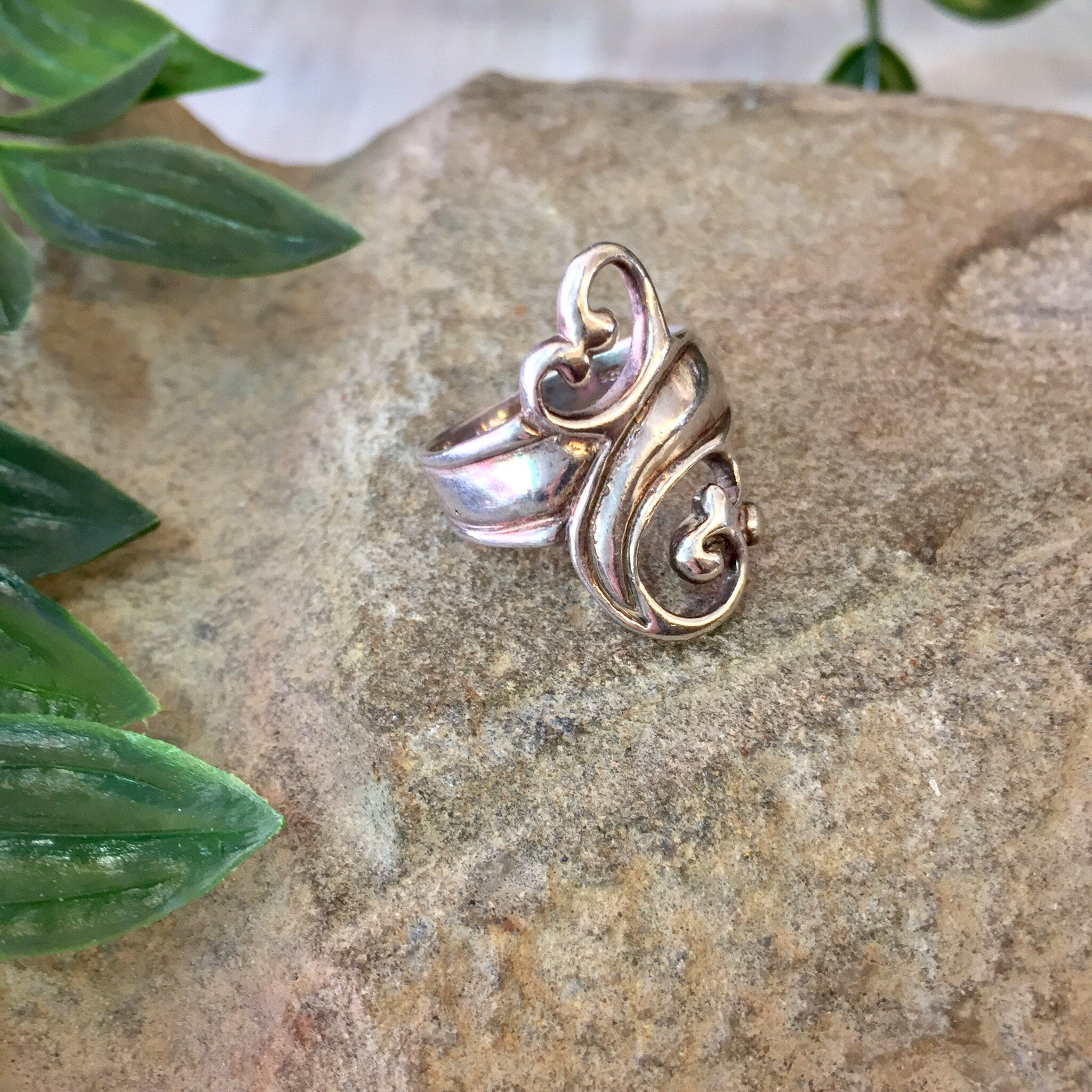 Vintage Silver Ring, Swirl Design Ring, Sterling Silver, Vintage Jewelry, Statement Ring, 925, Gift for Mom, Mother's Day Gift,