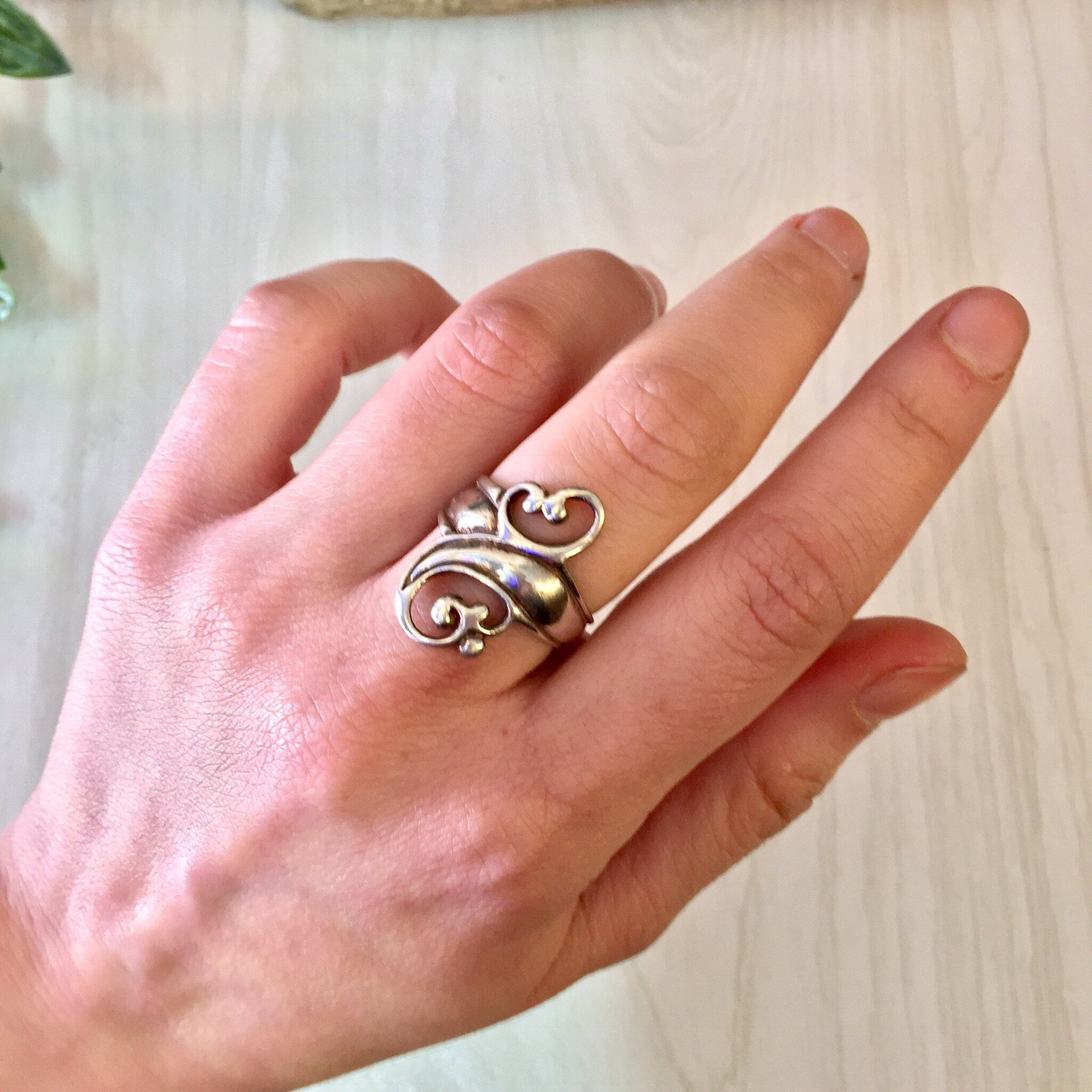 Vintage Silver Ring, Swirl Design Ring, Sterling Silver, Vintage Jewelry, Statement Ring, 925, Gift for Mom, Mother's Day Gift,