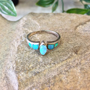 Vintage Silver Ring, Opal Ring, Vintage Jewelry, Sterling Silver, Opal Jewelry, Inlayed Opal Stones, Large Ring, Men's Ring, Thumb Ring