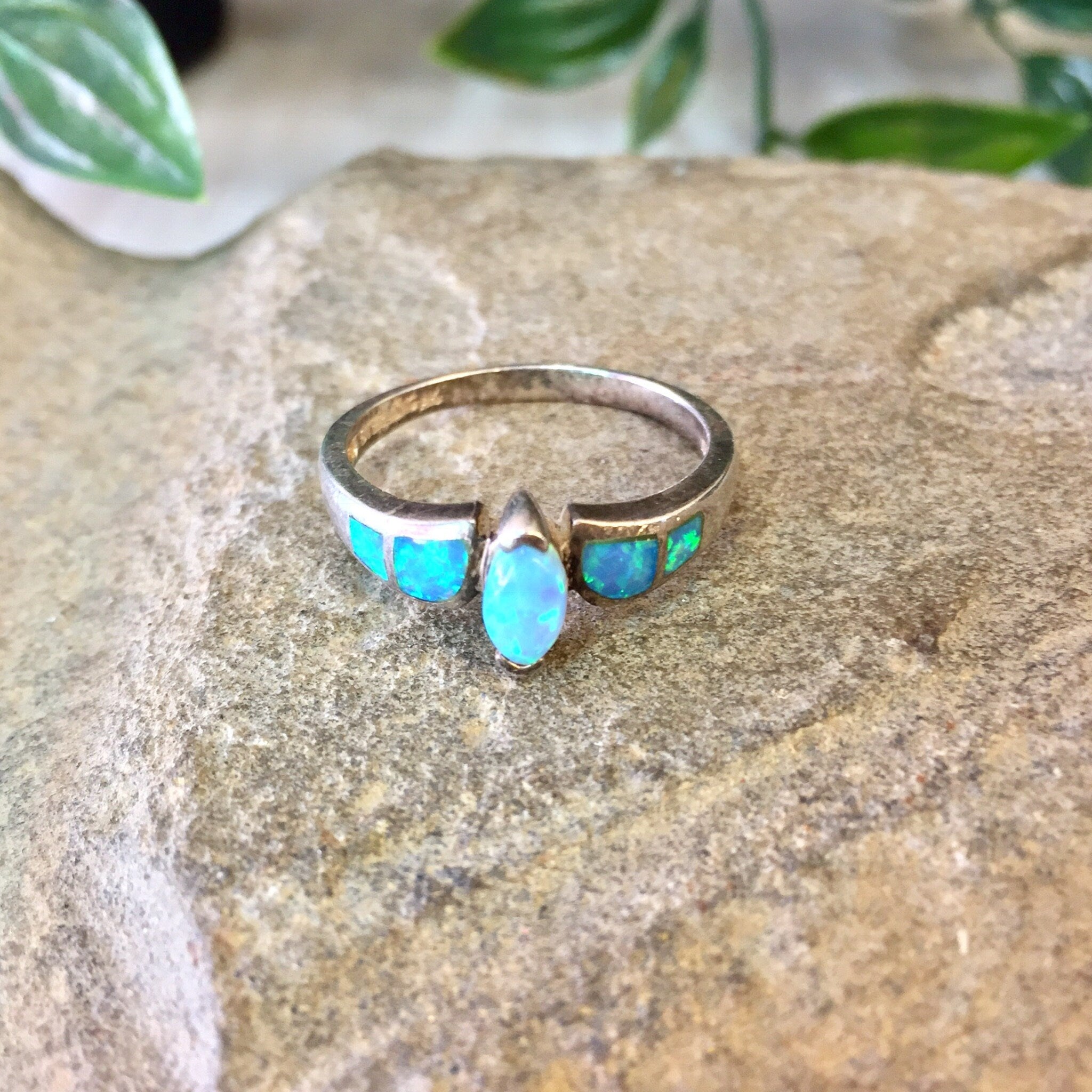 Vintage Silver Ring, Opal Ring, Vintage Jewelry, Sterling Silver, Opal Jewelry, Inlayed Opal Stones, Large Ring, Men's Ring, Thumb Ring