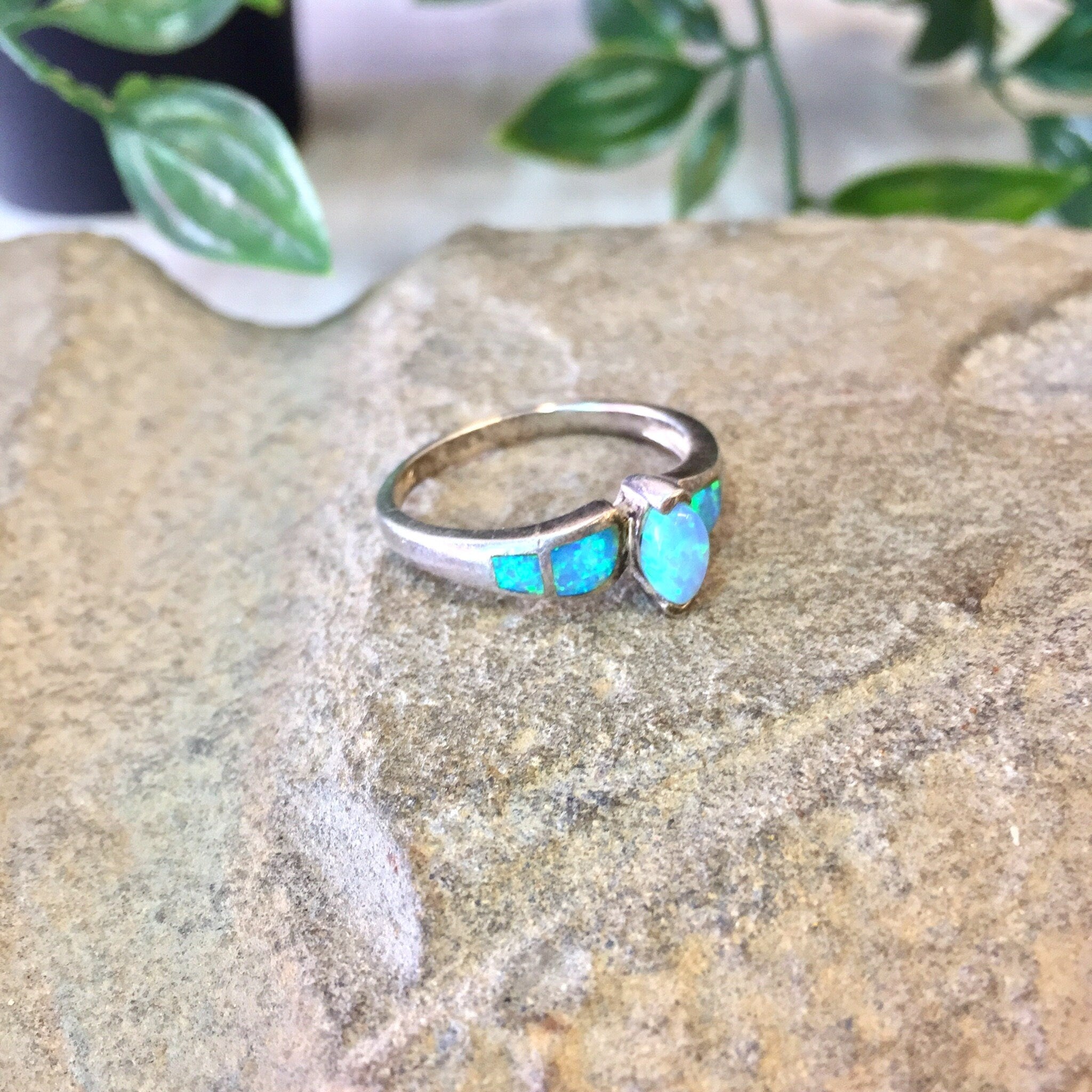 Vintage Silver Ring, Opal Ring, Vintage Jewelry, Sterling Silver, Opal Jewelry, Inlayed Opal Stones, Large Ring, Men's Ring, Thumb Ring