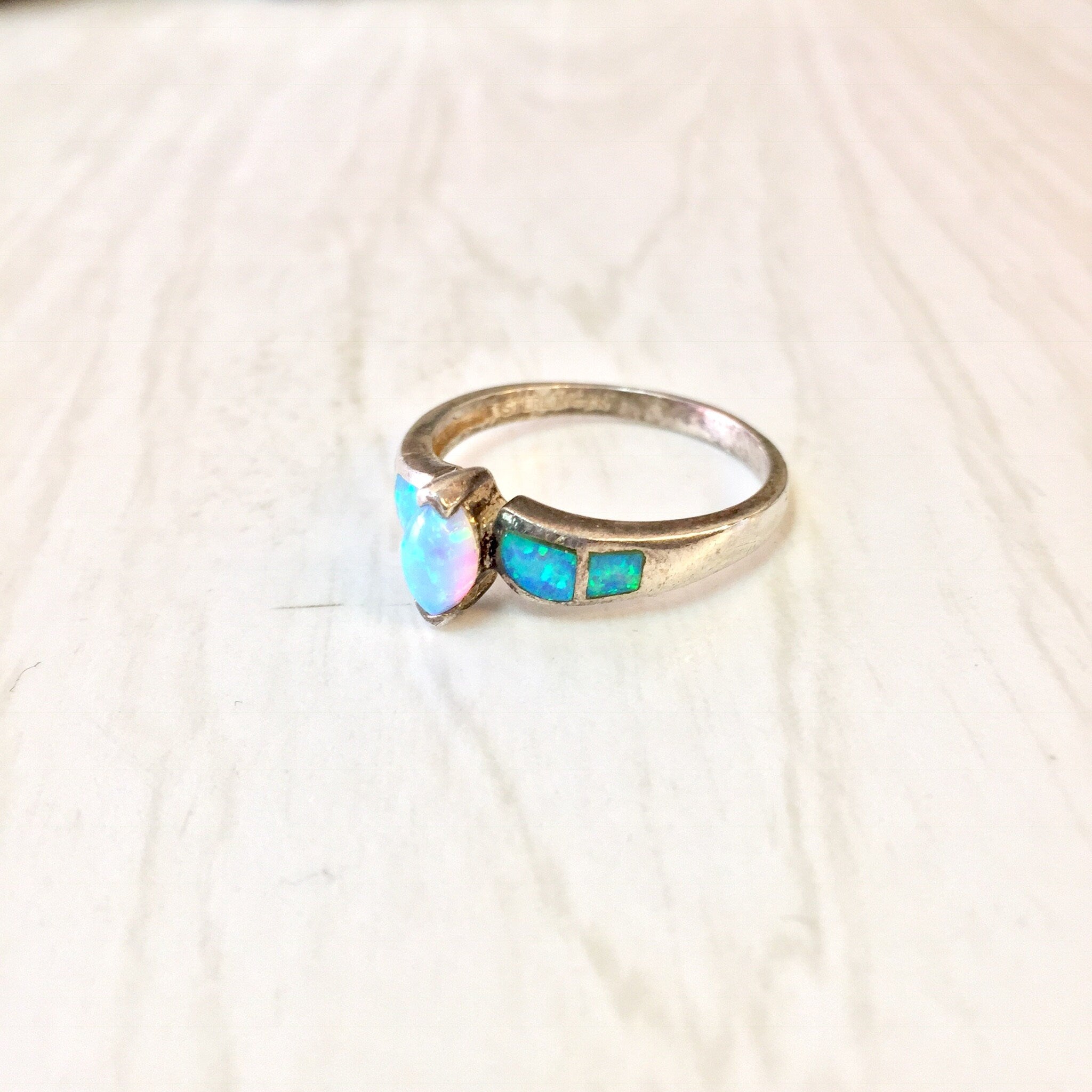 Vintage Silver Ring, Opal Ring, Vintage Jewelry, Sterling Silver, Opal Jewelry, Inlayed Opal Stones, Large Ring, Men's Ring, Thumb Ring
