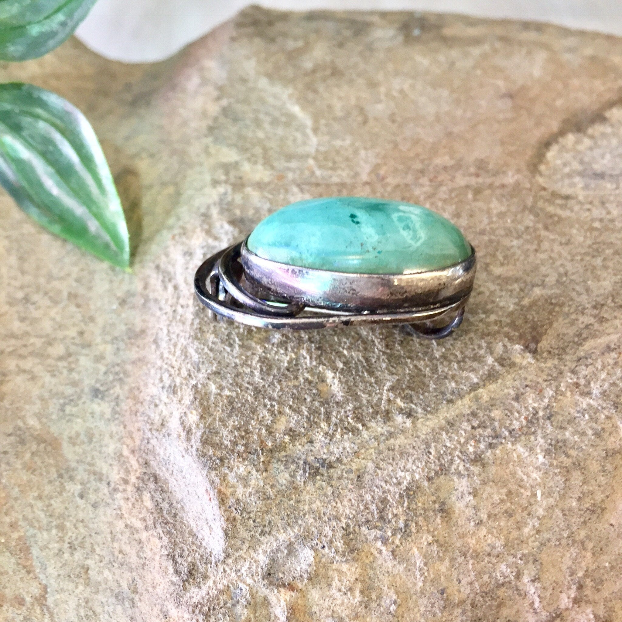 Vintage Silver Brooch, Turquoise Brooch, Vintage Pin, Vintage Jewelry, Pendant, Necklace, Blue, Green, Vintage Necklace, Gift for Mom